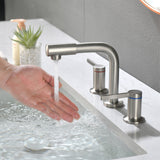 360 Degree Swivel Nozzle and Spout, Faucet  2 Unique Knob Handles Bathroom Sink Faucet 3 Hole