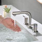 Widespread Bathroom Faucet with 360 Degree Swivel Nozzle and Spout 2 Unique Knob Handles Bathroom Sink Faucet 3 Hole