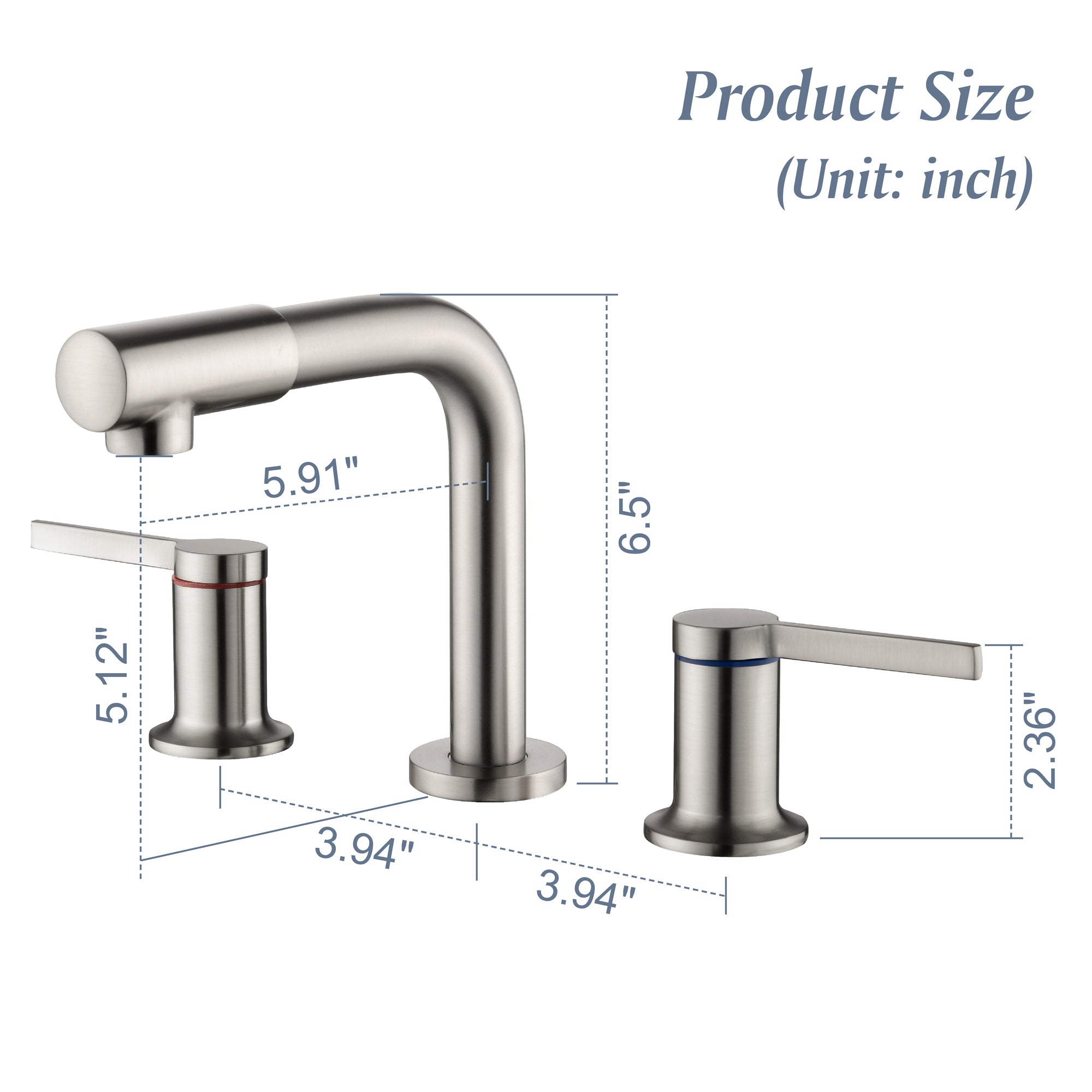 Widespread Bathroom Faucet with 360 Degree Swivel Nozzle and Spout 2 Unique Knob Handles Bathroom Sink Faucet 3 Hole