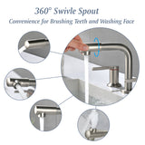 Widespread Bathroom Faucet with 360 Degree Swivel Nozzle and Spout 2 Unique Knob Handles Bathroom Sink Faucet 3 Hole