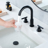 Two Handle High Arc Widespread Bathroom Sink Faucet 3 Hole with Pop-Up Drain and Water Supply Lines