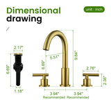 Two Handle High Arc Widespread Bathroom Sink Faucet 3 Hole with Pop-Up Drain and Water Supply Lines