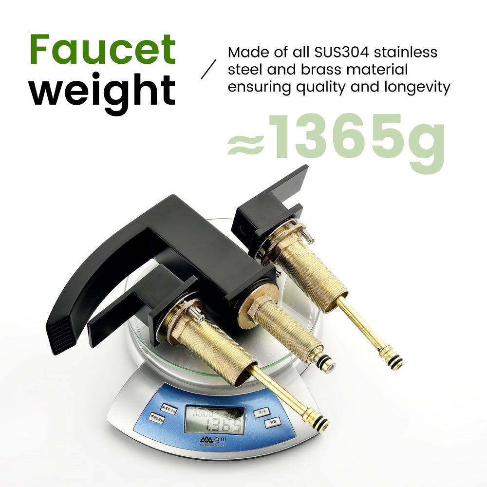 Waterfall Bathroom Faucet 3 Holes Widespread Bathroom Sink Faucet | Two Handles Lavatory Vanity Sink Faucets with Pop-up Drain Assembly & Supply Lines