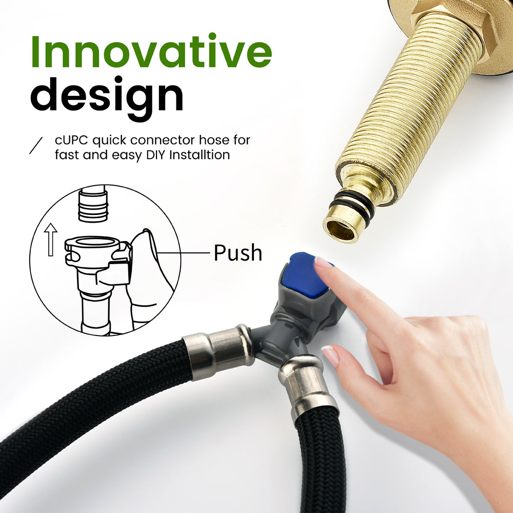 Waterfall Bathroom Faucet 3 Holes Widespread Bathroom Sink Faucet | Two Handles Lavatory Vanity Sink Faucets with Pop-up Drain Assembly & Supply Lines