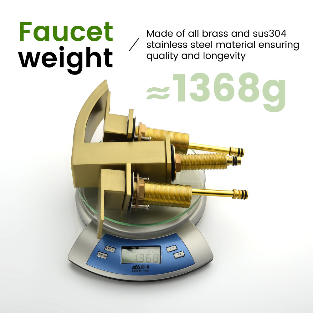 Waterfall Bathroom Faucet 3 Holes Widespread Bathroom Sink Faucet | Two Handles Lavatory Vanity Sink Faucets with Pop-up Drain Assembly & Supply Lines