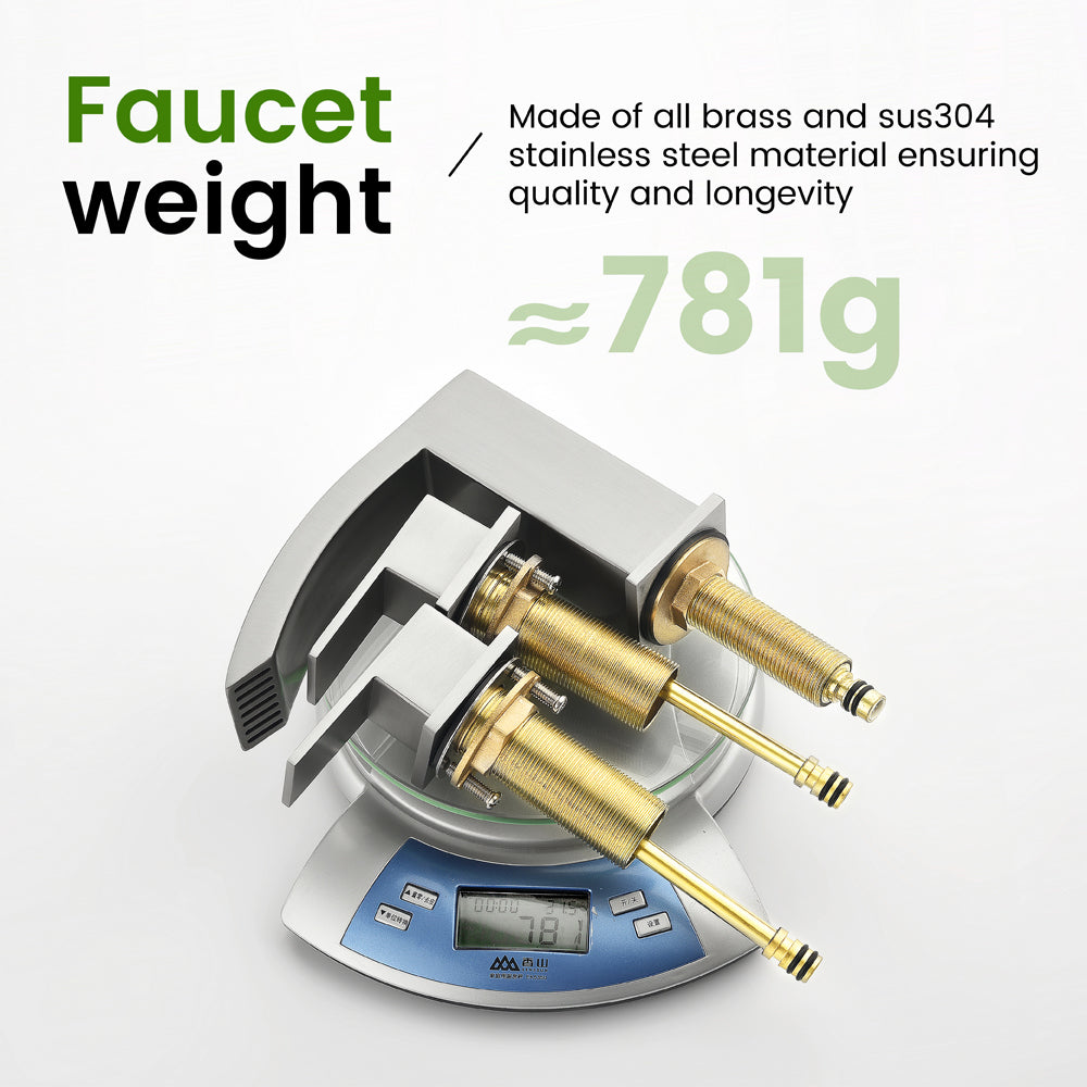 Waterfall Bathroom Faucet 3 Holes Widespread Bathroom Sink Faucet | Two Handles Lavatory Vanity Sink Faucets with Pop-up Drain Assembly & Supply Lines