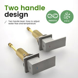 Waterfall Bathroom Faucet 3 Holes Widespread Bathroom Sink Faucet | Two Handles Lavatory Vanity Sink Faucets with Pop-up Drain Assembly & Supply Lines