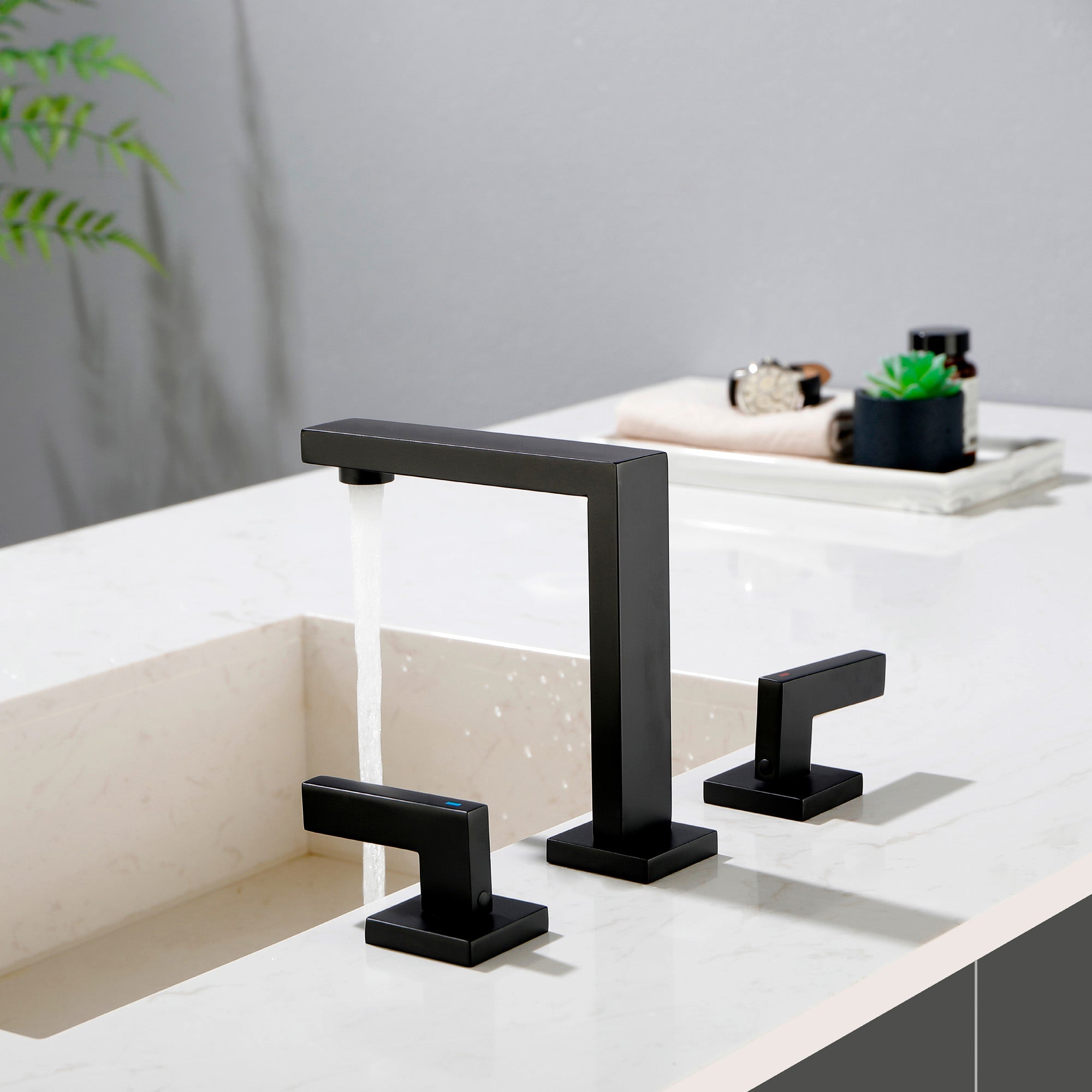 Bathroom Faucet Widespread Bathroom Faucet 3 Hole Vanity Faucet with Supply Hoses SUS 304 Stainless Steel