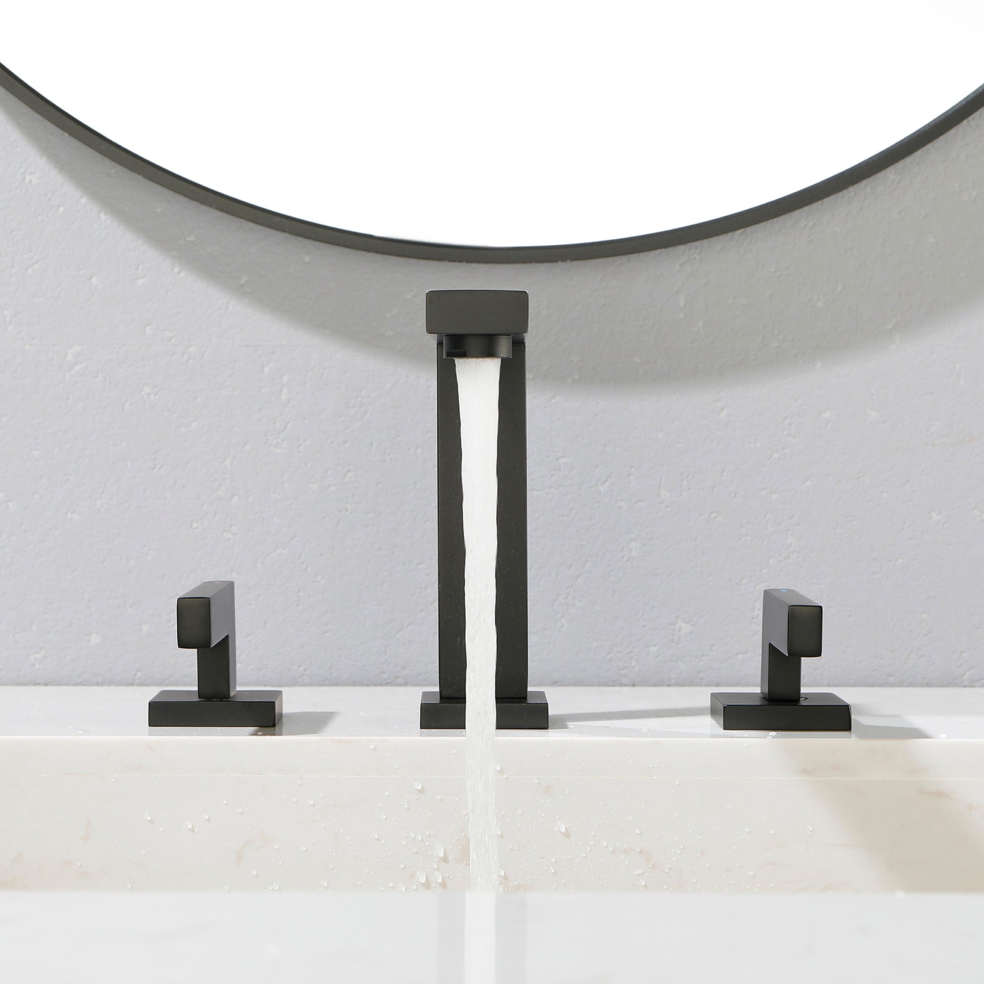 Bathroom Faucet Widespread Bathroom Faucet 3 Hole Vanity Faucet with Supply Hoses SUS 304 Stainless Steel