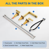 Bathroom Faucet Widespread Bathroom Faucet 3 Hole Vanity Faucet with Supply Hoses SUS 304 Stainless Steel