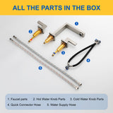 Bathroom Faucet Widespread Bathroom Faucet 3 Hole Vanity Faucet with Supply Hoses SUS 304 Stainless Steel