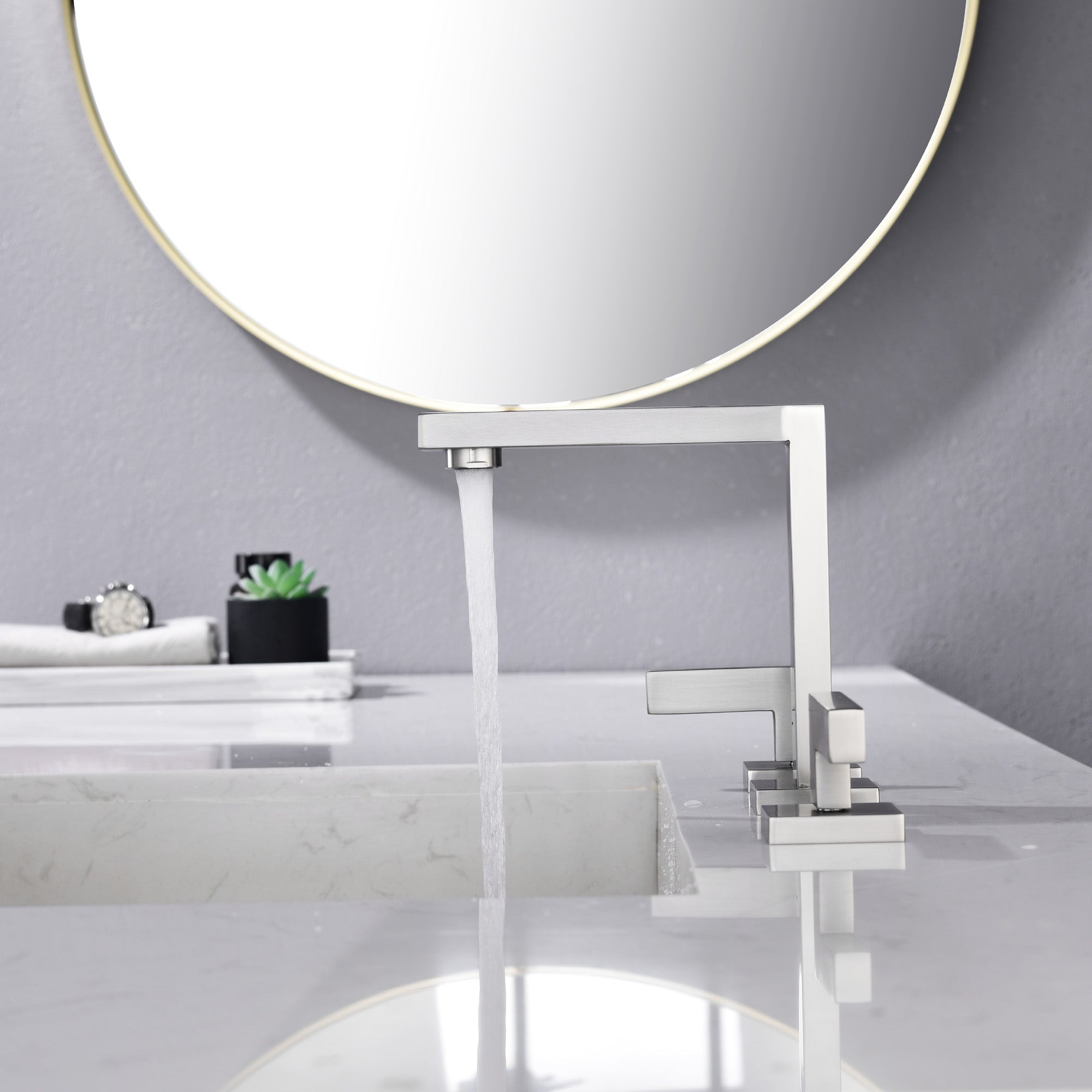 Bathroom Faucet Widespread Bathroom Faucet 3 Hole Vanity Faucet with Supply Hoses SUS 304 Stainless Steel