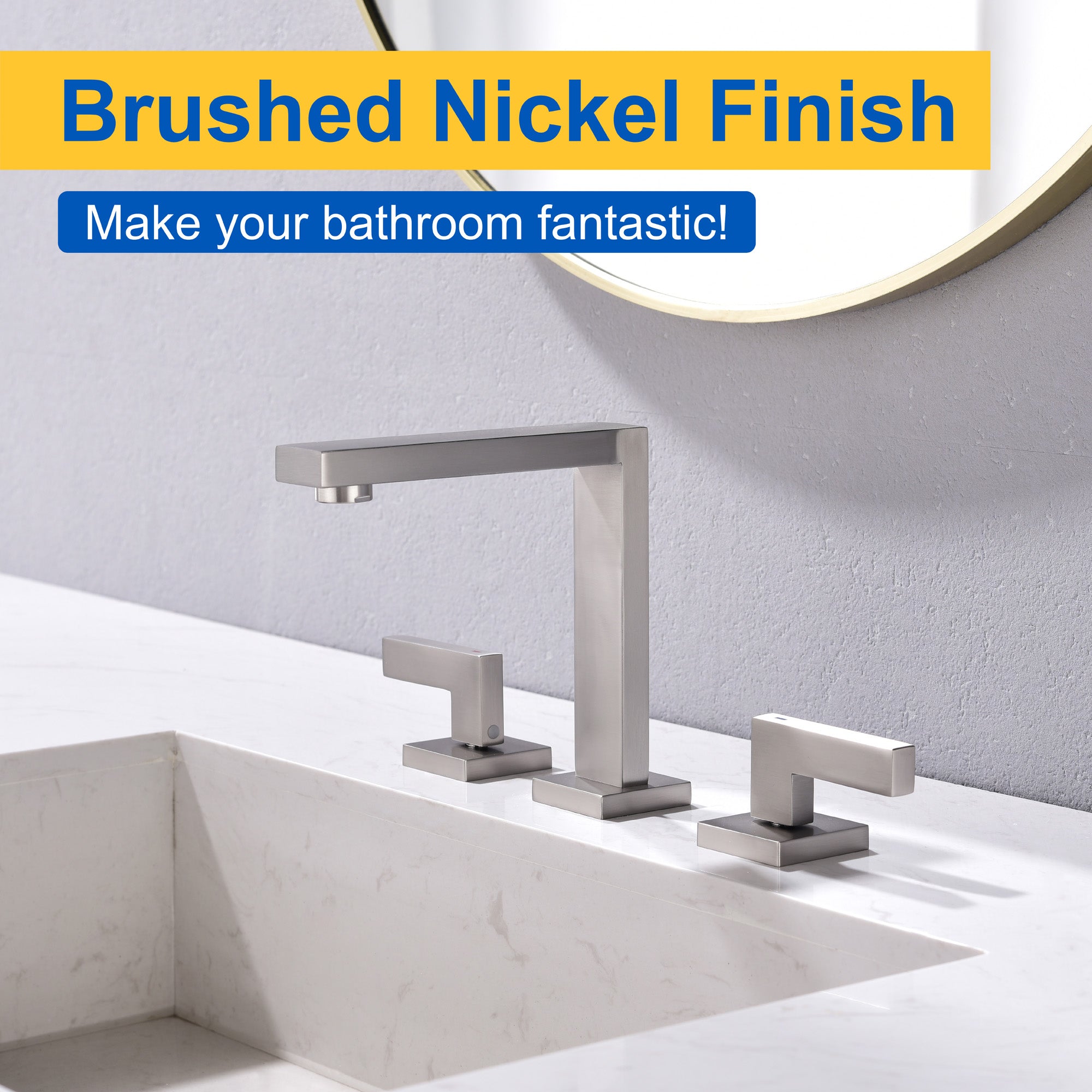 Bathroom Faucet Widespread Bathroom Faucet 3 Hole Vanity Faucet with Supply Hoses SUS 304 Stainless Steel