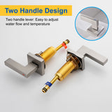 Bathroom Faucet Widespread Bathroom Faucet 3 Hole Vanity Faucet with Supply Hoses SUS 304 Stainless Steel