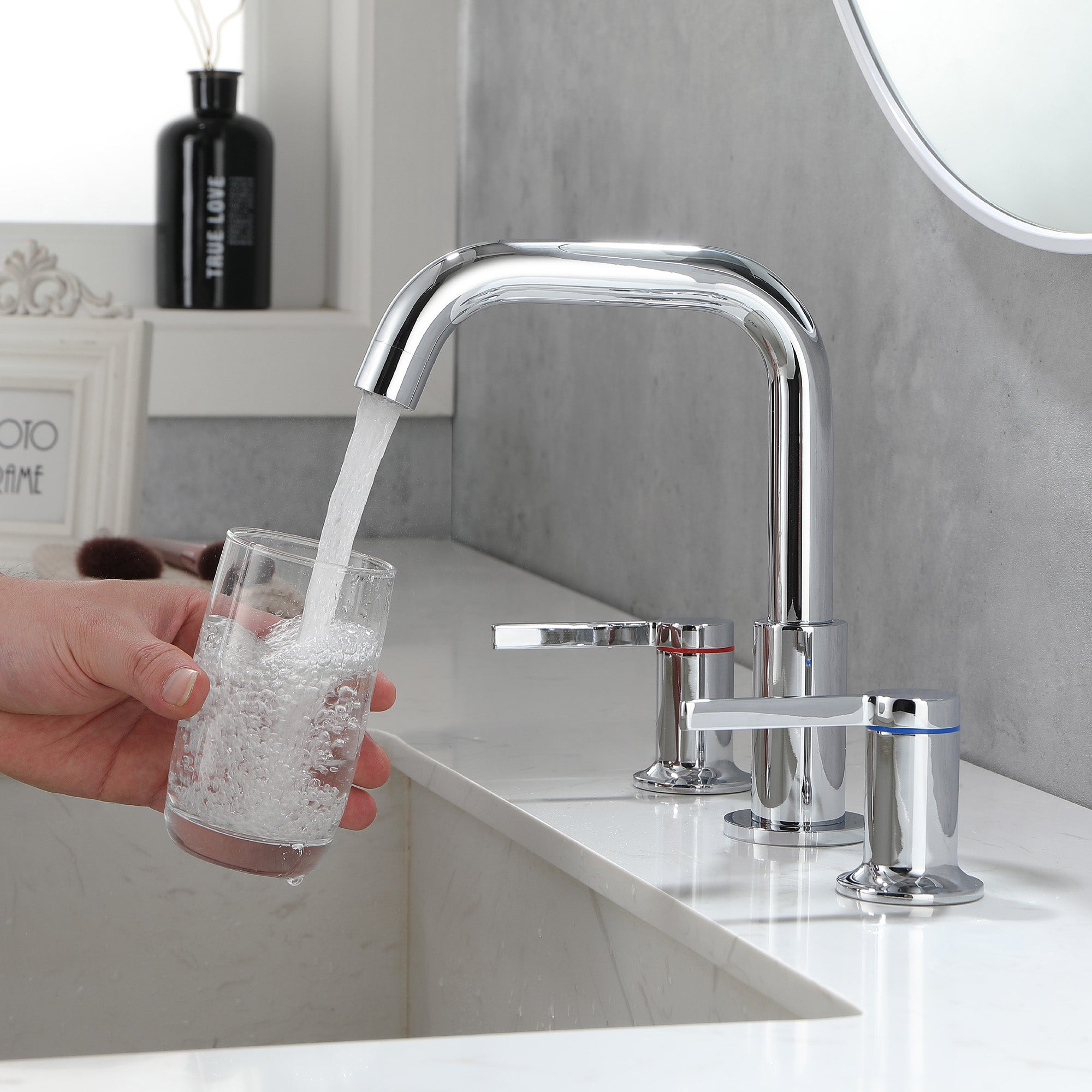 360° rotation Bathroom Faucet  3 Hole 2 Handle Sink Faucet