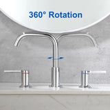 360° rotation Bathroom Faucet  3 Hole 2 Handle Sink Faucet