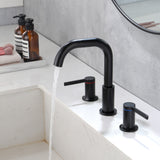 8 Inch Widespread Bathroom Faucet Black Matte, 2 Handle 3 Hole Brass Bathroom Lavatory Sink Faucet