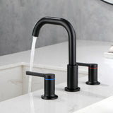 8 Inch Widespread Bathroom Faucet Black Matte, 2 Handle 3 Hole Brass Bathroom Lavatory Sink Faucet