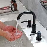 8 Inch Widespread Bathroom Faucet Black Matte, 2 Handle 3 Hole Brass Bathroom Lavatory Sink Faucet