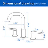 8 Inch Widespread Bathroom Faucet Black Matte, 2 Handle 3 Hole Brass Bathroom Lavatory Sink Faucet