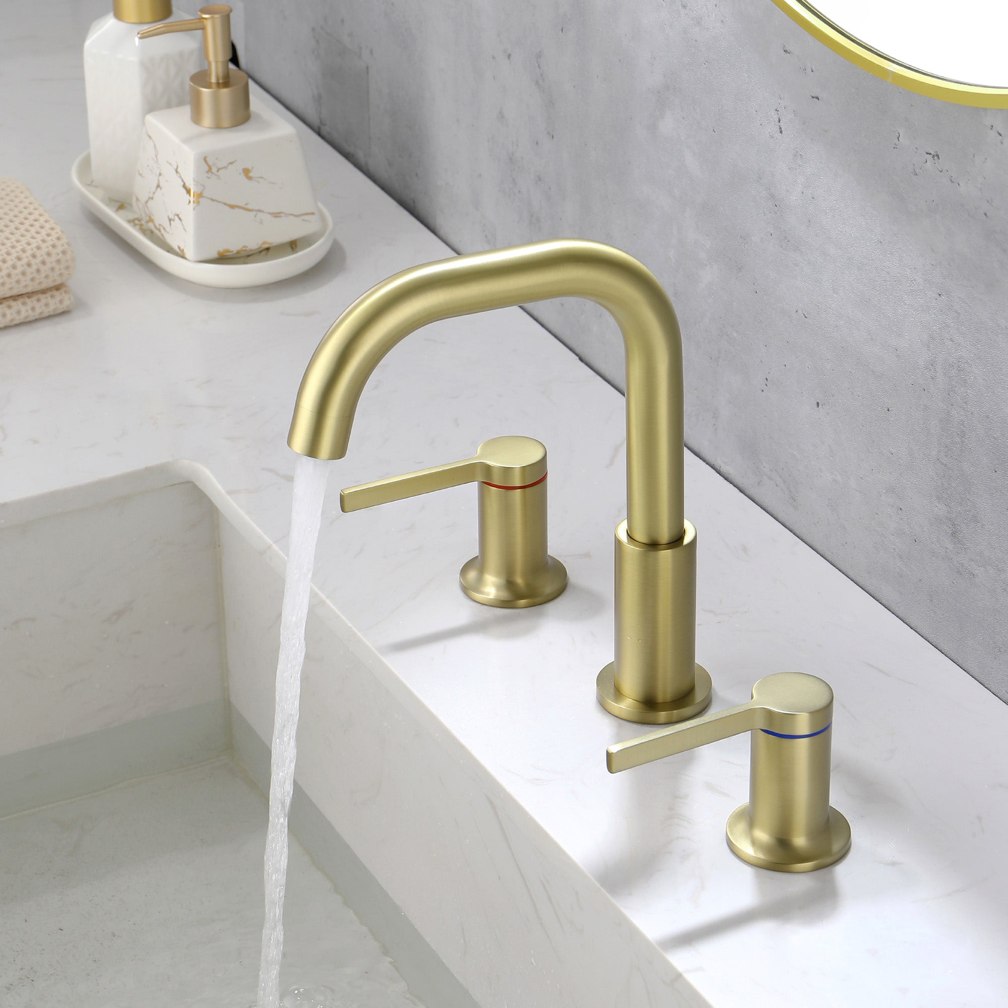 8 Inch Widespread Bathroom Faucet Black Matte, 2 Handle 3 Hole Brass Bathroom Lavatory Sink Faucet