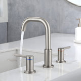 8 Inch Widespread Bathroom Faucet Black Matte, 2 Handle 3 Hole Brass Bathroom Lavatory Sink Faucet