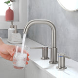 8 Inch Widespread Bathroom Faucet Black Matte, 2 Handle 3 Hole Brass Bathroom Lavatory Sink Faucet