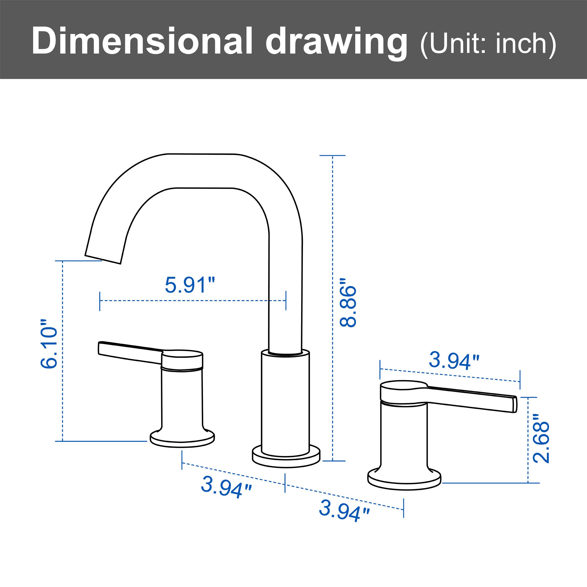 8 Inch Widespread Bathroom Faucet Black Matte, 2 Handle 3 Hole Brass Bathroom Lavatory Sink Faucet