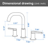8 Inch Widespread Bathroom Faucet Black Matte, 2 Handle 3 Hole Brass Bathroom Lavatory Sink Faucet