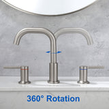 8 Inch Widespread Bathroom Faucet Black Matte, 2 Handle 3 Hole Brass Bathroom Lavatory Sink Faucet