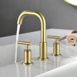 2-Handle 3-Hole 8-inch Brass Bathroom Vanity Faucet