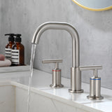 2-Handle 3-Hole 8-inch Brass Bathroom Vanity Faucet