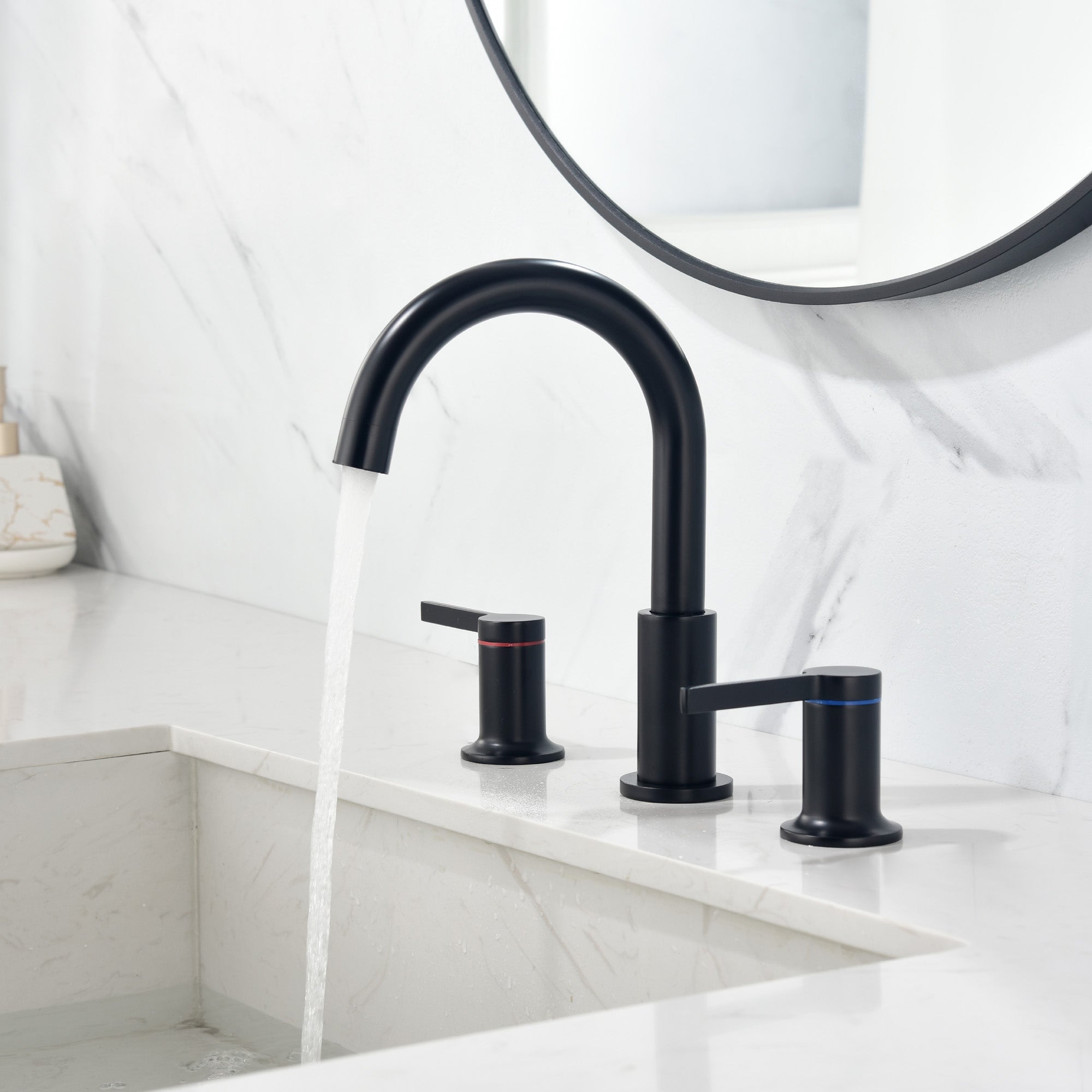 Bathroom Vanity Sink Faucet 3 Holes, Mordern 2 Handle 8 Inch Widespread Bathroom Lavatory