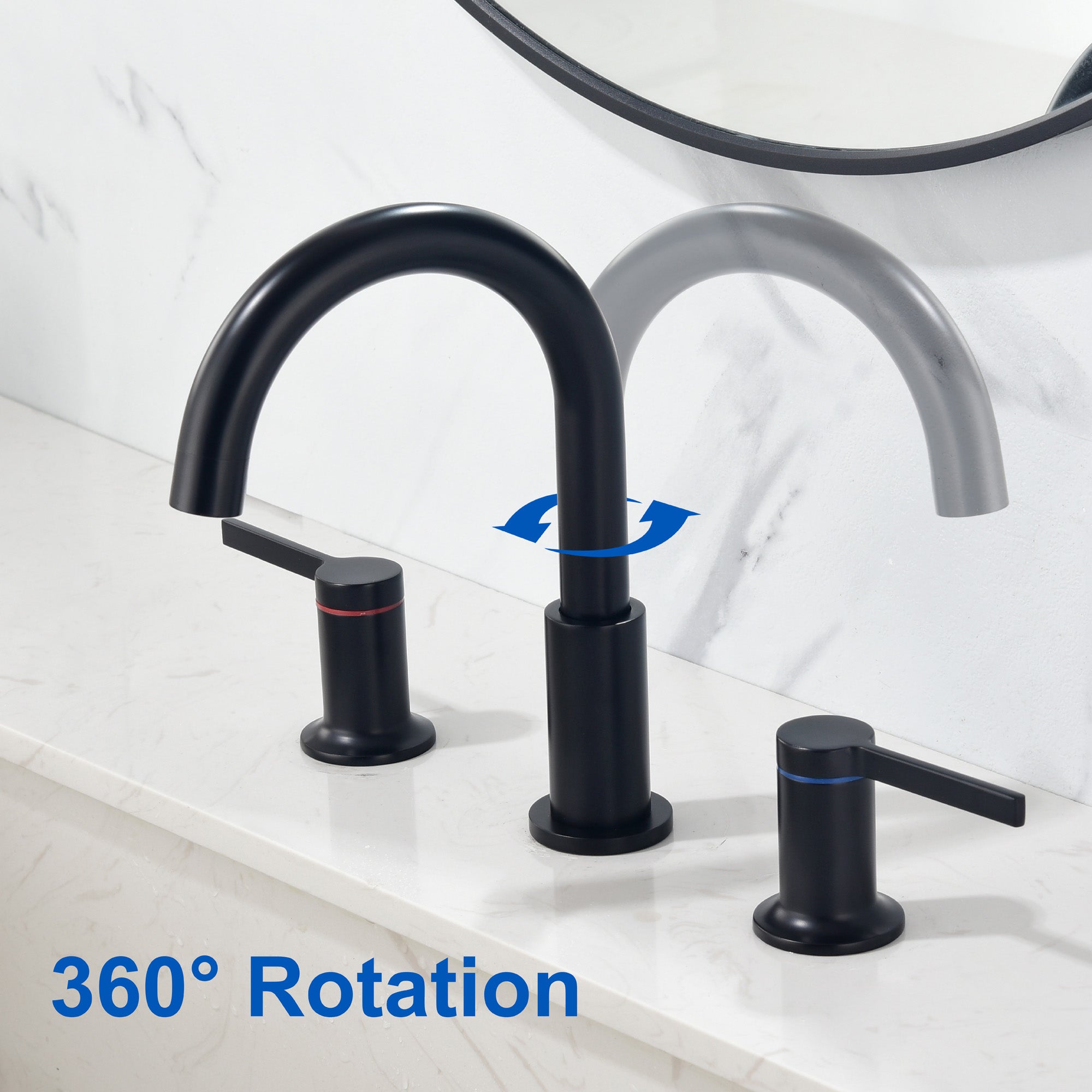 Bathroom Vanity Sink Faucet 3 Holes, Mordern 2 Handle 8 Inch Widespread Bathroom Lavatory