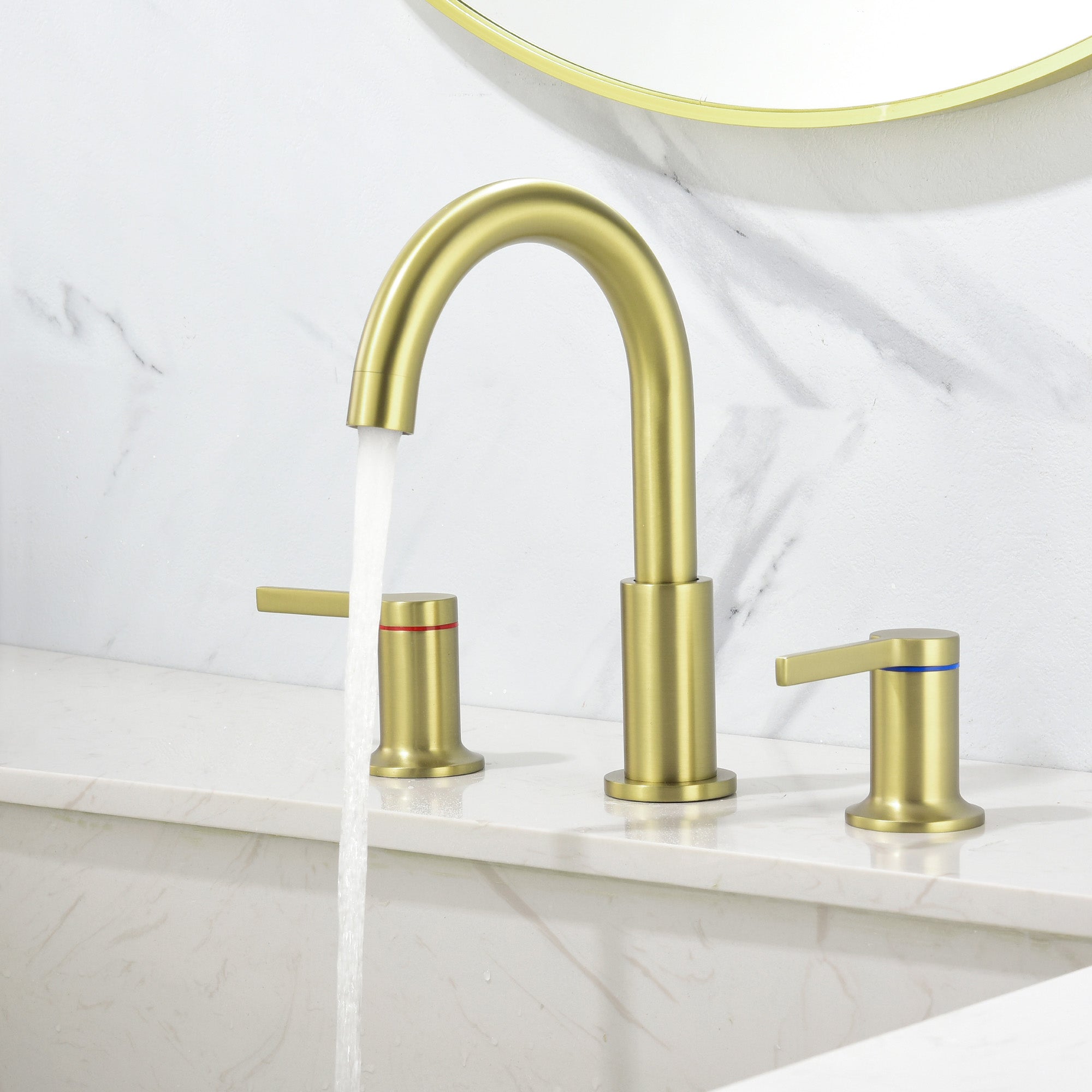 Bathroom Vanity Sink Faucet 3 Holes, Mordern 2 Handle 8 Inch Widespread Bathroom Lavatory