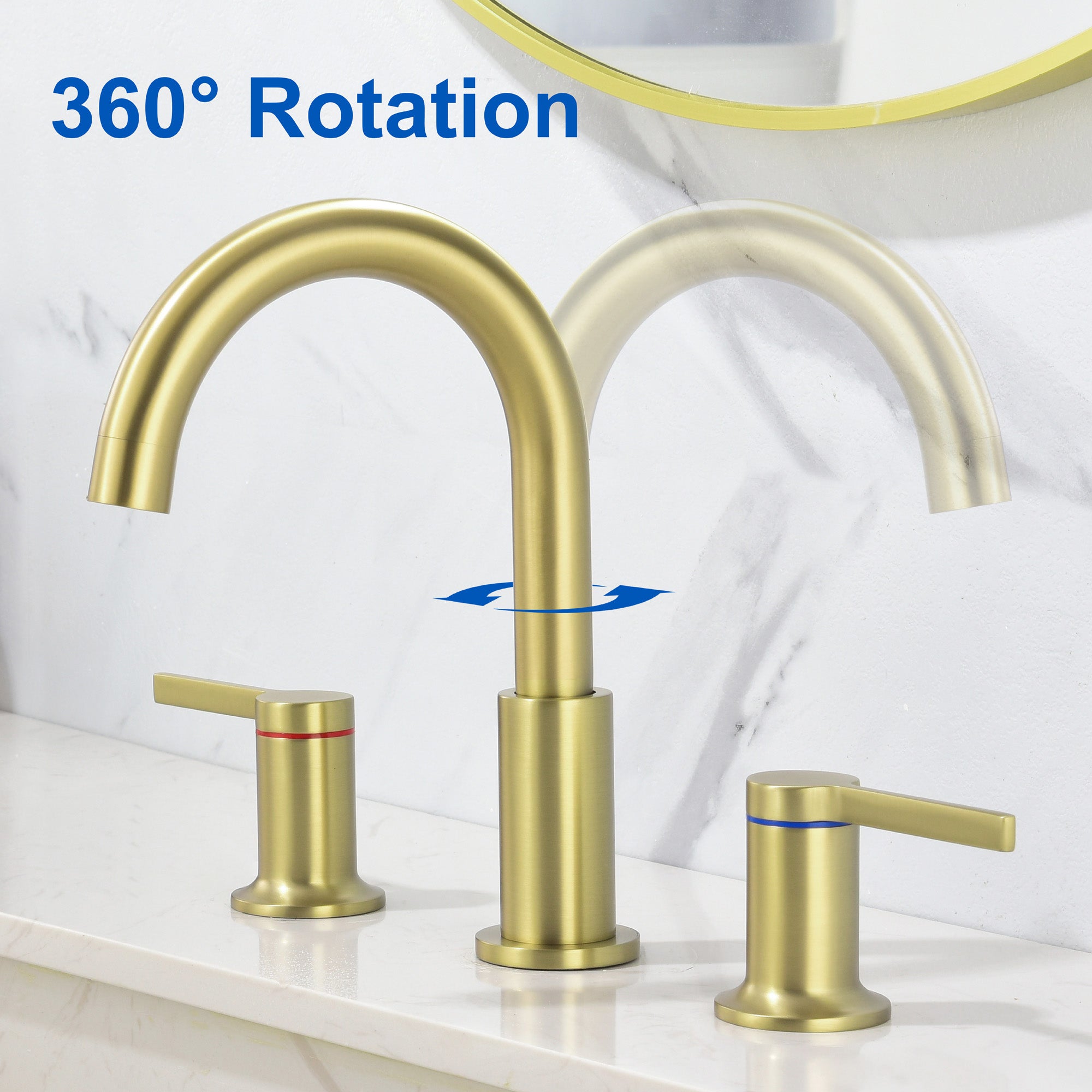 Bathroom Vanity Sink Faucet 3 Holes, Mordern 2 Handle 8 Inch Widespread Bathroom Lavatory