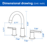 Bathroom Vanity Sink Faucet 3 Holes, Mordern 2 Handle 8 Inch Widespread Bathroom Lavatory