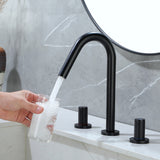 SHAMANDA 2 Handle Bathroom Faucets for Sink 3 Hole, High-Arch Swivel Spout Deck Mounted 8 Inch Widespread Basin Faucet