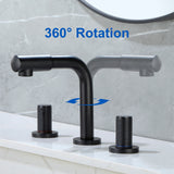 8 Inch Widespread Faucet with 360 Degree Swivel Nozzle and Spout, Modern 2 Unique Knob Handles