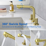 8 Inch Widespread Faucet with 360 Degree Swivel Nozzle and Spout, Modern 2 Unique Knob Handles