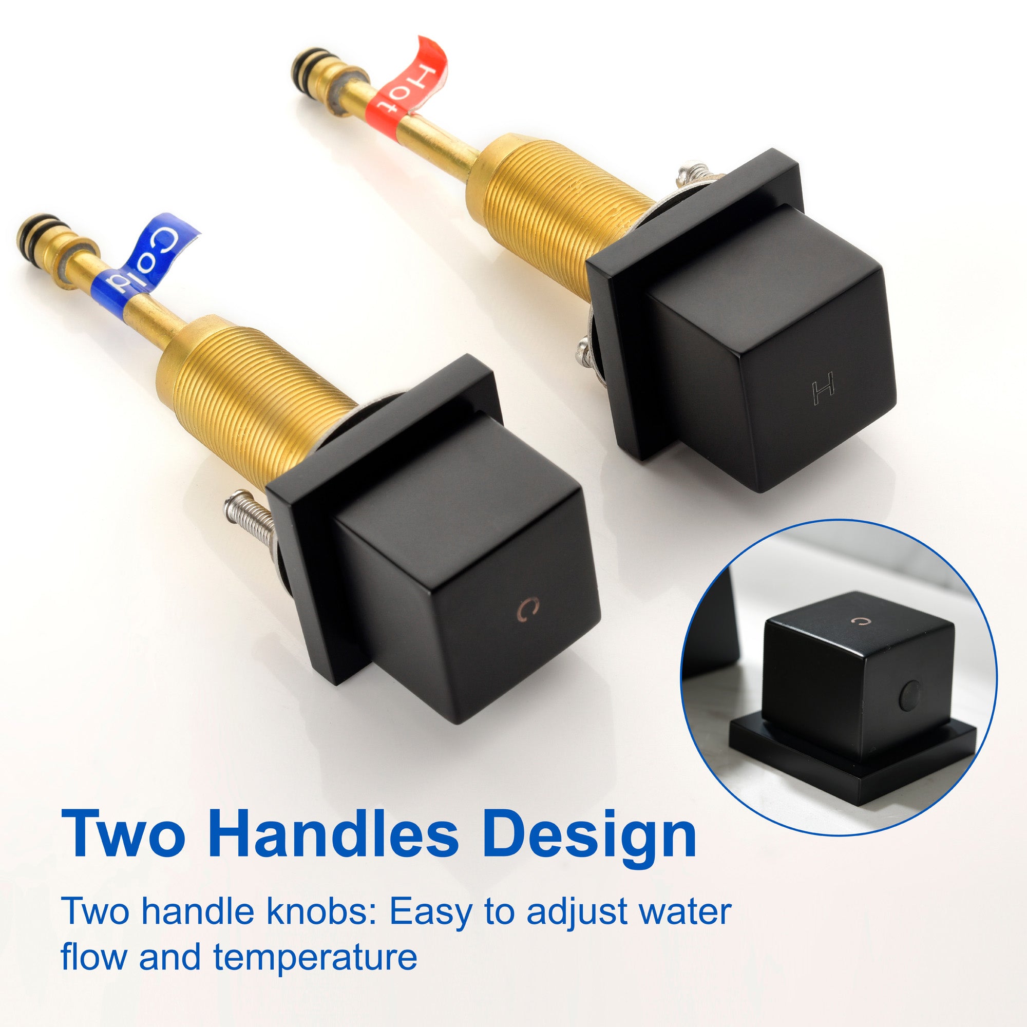 SHAMANDA Bathroom Basin Faucet 3 Holes 2 Square Handles Brushed Gold Sink Faucet