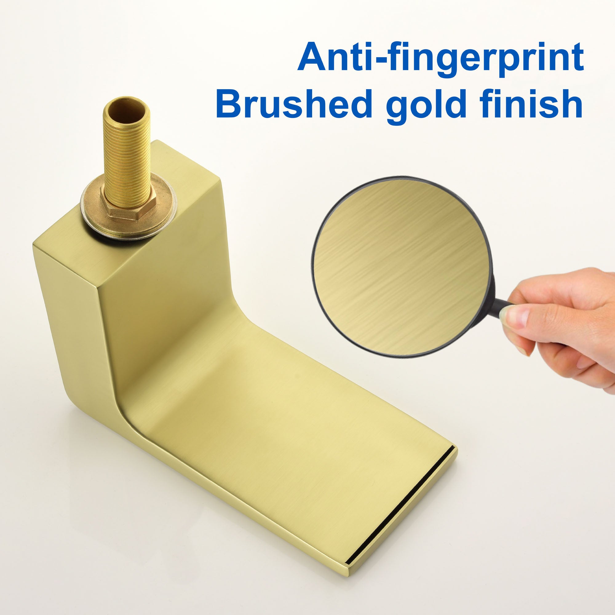 SHAMANDA Bathroom Basin Faucet 3 Holes 2 Square Handles Brushed Gold Sink Faucet