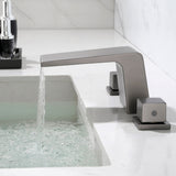 Waterfall Bathroom Faucet 3 Hole, 2 Square Handle Modern Widespread Rv Lavatory Sink Faucet with cUPC Water Supply Lines, Solid Brass,
