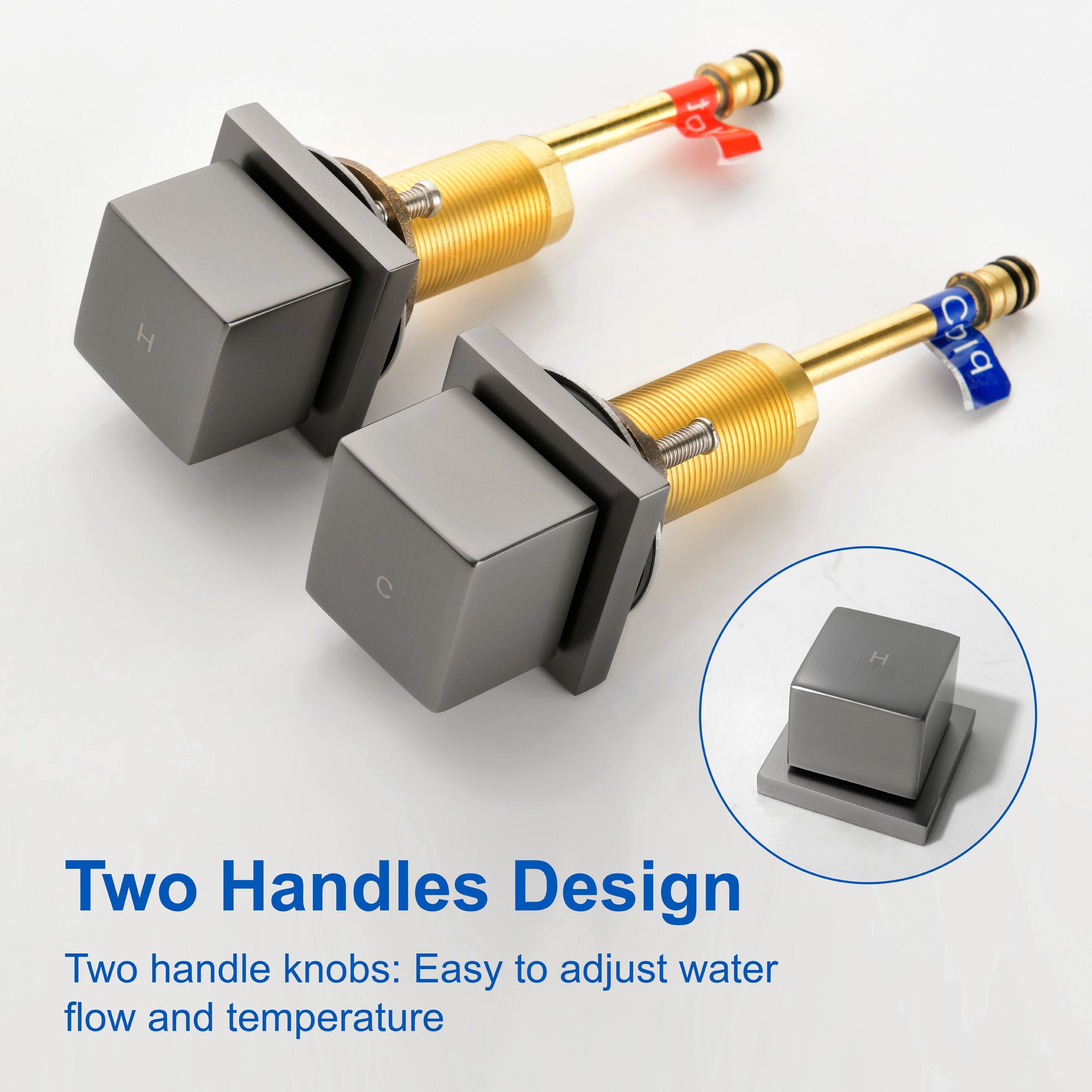 Waterfall Bathroom Faucet 3 Hole, 2 Square Handle Modern Widespread Rv Lavatory Sink Faucet with cUPC Water Supply Lines, Solid Brass,