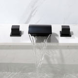 SHAMANDA Deck Mount Bathtub Faucet, Waterfall Roman Tub Filler Faucet Two Square Handle Bathroom Sink Faucet