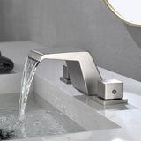 Waterfall Tub Filler Deck Mount, 3 Hole Roman Bathtub Faucet Two Square Handle Bathroom Sink Faucet