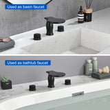 Waterfall Bathroom Tub Filler, Bathtub Faucet 3 Holes, Deck Mount Roman Tub Faucet