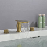 Waterfall Bathroom Tub Filler, Bathtub Faucet 3 Holes, Deck Mount Roman Tub Faucet