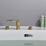 Waterfall Bathroom Tub Filler, Bathtub Faucet 3 Holes, Deck Mount Roman Tub Faucet