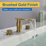Waterfall Bathroom Tub Filler, Bathtub Faucet 3 Holes, Deck Mount Roman Tub Faucet